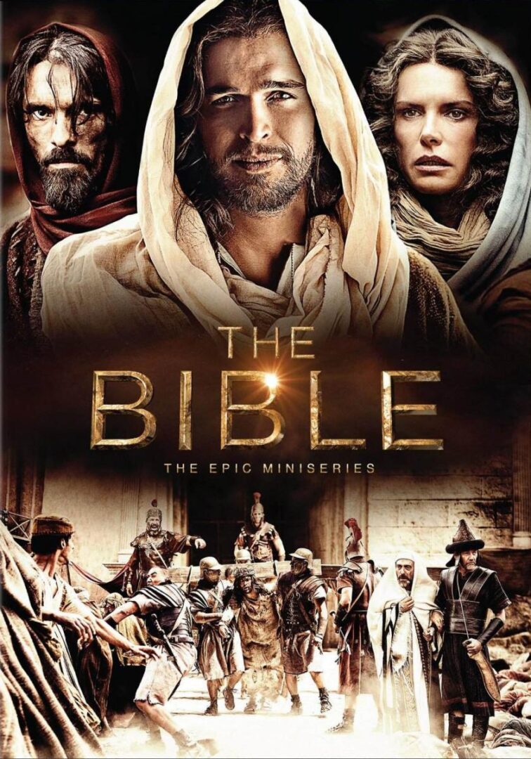 A poster of the bible with characters from the series.