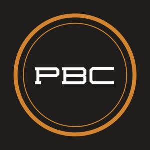A black and orange logo for the pbcis
