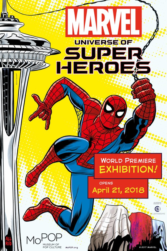 A poster of spider-man with the words " universe of super heroes ".